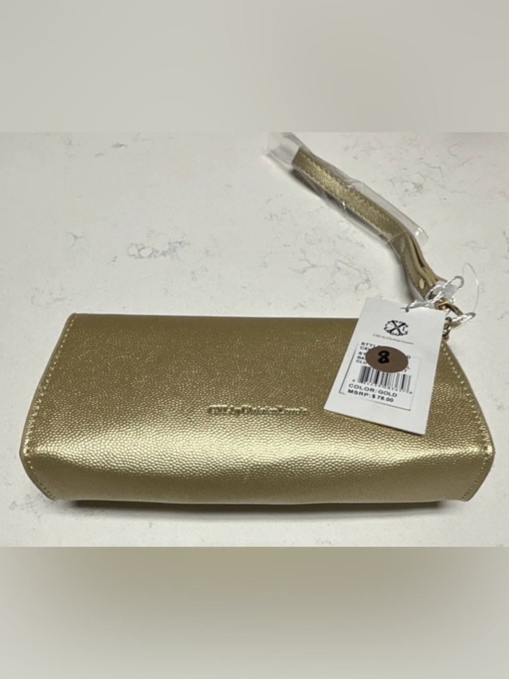 NWT Christian Lacroix Park Smooth Small Clutch Wristlet Gold CXL Logo - Picture 2 of 3